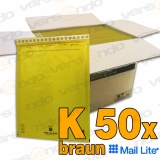 50 Mail Lite Luftpolsterversandtaschen K7 braun/gold