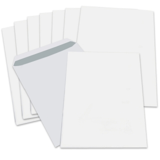 100 Versandtaschen DIN C4 weiß selbstklebend (Öffnung kurze Seite)