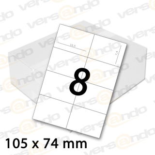 4000 Klebe-Etiketten 105 x 74 mm (DIN A7) weiß auf DIN A4 = 500 Blatt