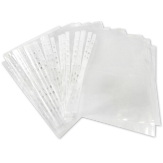 Punched Pockets DIN A4 crystal clear transparent PP 100 pcs.