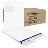 100 Pocket envelopes with window DIN C4 with 2 cm Overlap White