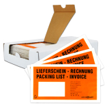 Lieferscheintaschen versando DIN lang, orange/schwarz, selbstklebend, 1000 Stück (4x 250 Stück Spenderbox)