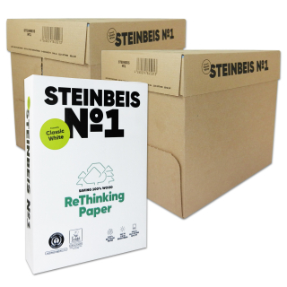 Papier A4 80 g/m² 5.000 Blatt Steinbeis No 1 - Classic White - Recycling ISO 70 (Blauer Engel)