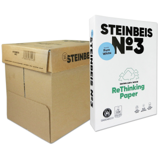 Papier A4 80 g/m² 2.500 Blatt Steinbeis No 3 - Pure White - Recycling ISO 90 (Blauer Engel)