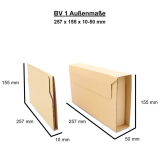 Buchverpackung flexibel Post-Karton braun 217mm x 155mm x 10 - 50mm (innen) BV1